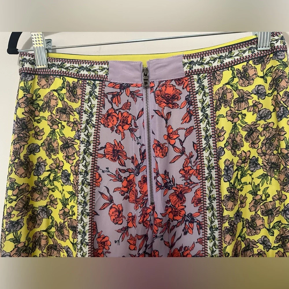 Alice + Olivia Athena midi floral swingy viscose skirt w/ slits -8 (fits like 6) - Picture 8 of 16